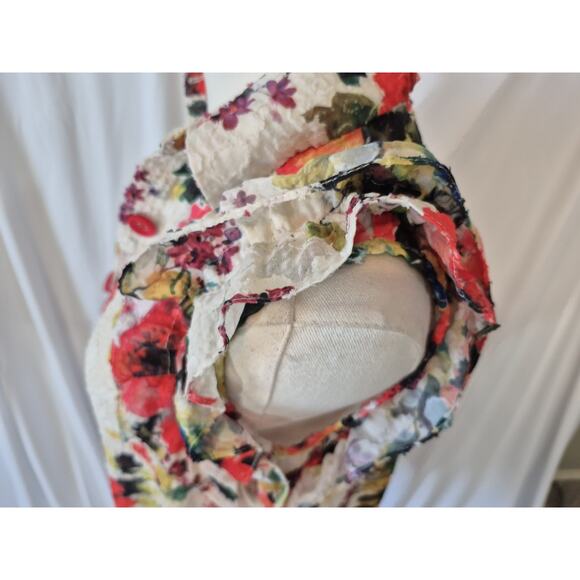 Anthropologie Eva Franco Womens Colorful Floral Ruffle Shirt Dress Large - Picture 5 of 7